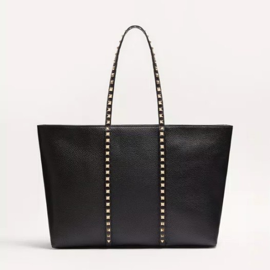 발렌티노 가라바니 락스터드 가죽 쇼퍼백 블랙 Valentino Womens Rockstud Bag