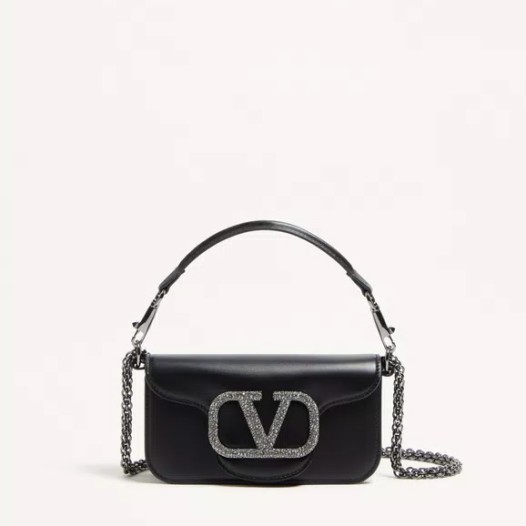 발렌티노 가라바니 로코 카프스킨 스몰 숄더 백 Valentino Womens Black Tote Bag