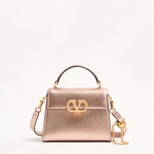 발렌티노 가라바니 브이슬링 주얼 로고 라미네이트 가죽 미니 핸드백 로즈카넬 Valentino Womens Garavani Bag