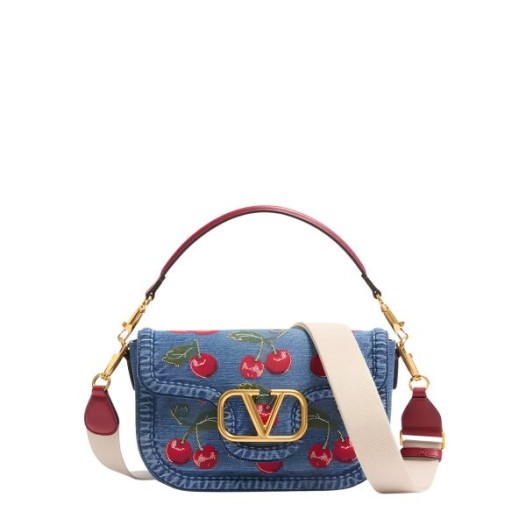 발렌티노 가라바니 올타임 체리픽 자수 데님 스몰 숄더백 데님 Valentino Womens Garavani Bag