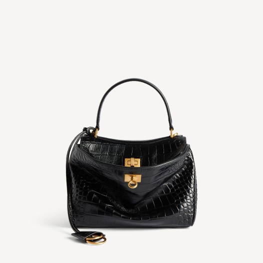 발렌시아가 여성 로데오 금장 악어패턴 핸드백 미니 블랙 Balenciaga Women Bag