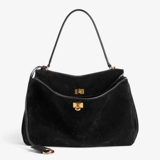 발렌시아가 여성 로데오 금장 스웨이드 핸드백 미디엄 블랙 Balenciaga Women Bag