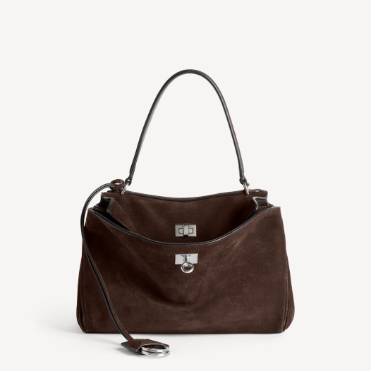 발렌시아가 여성 로데오 은장 스웨이드 핸드백 스몰 라이트 에스프레소 Balenciaga Women Bag