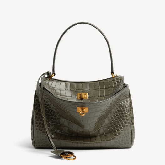 발렌시아가 여성 악어패턴 로데오 금장 핸드백 스몰 아미그린 Balenciaga Women Bag