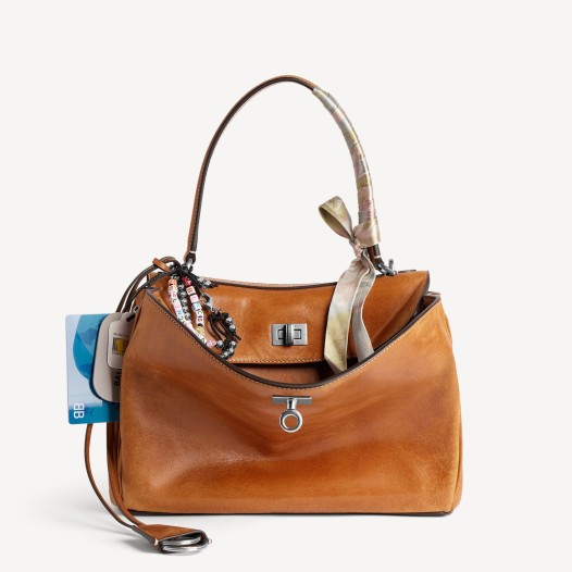 발렌시아가 여성 은장 로데오 참 핸드백 스몰 탠 카우보이 Balenciaga Women Bag