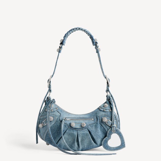 발렌시아가 여성 르 카골 라인스톤 데님 숄더백 스몰 블루 Balenciaga Women Bag