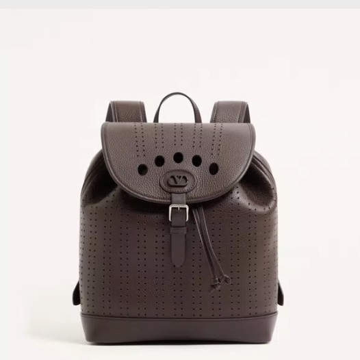 발렌티노 남성 가라바니 앙티브 퍼포레이티드 레더 백팩 브라운 Valentino Bag