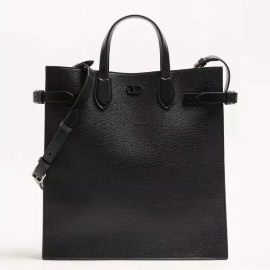 발렌티노 남성 가라바니 앙티브 그레인 레더 미디엄 쇼퍼백 블랙 Valentino Bag