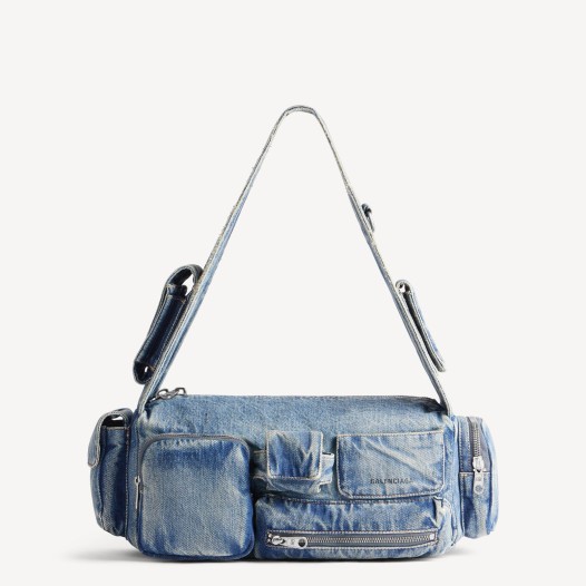 발렌시아가 남성 수퍼비지 데님 슬링백 스몰 블루 Balenciaga Bag