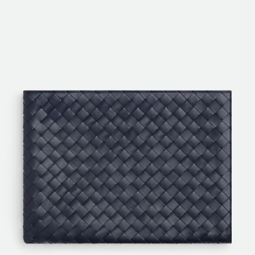 ★보테가베네타 남여 지퍼 인트레치아토 플랫 파우치 클러치 네이비 Bottega Veneta Mens Intreccio Clutch