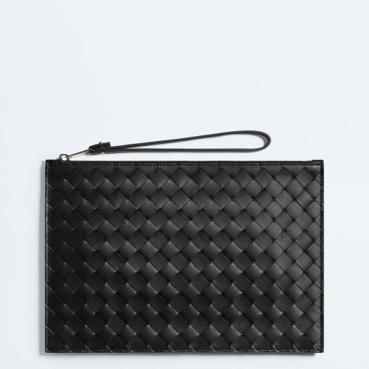 보테가베네타 남여 라지 인트레치아토 파우치 클러치 블랙 Bottega Veneta Mens Camel Clutch