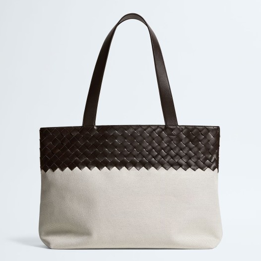 보테가베네타 남성 스몰 인트레치아토 지퍼 토트 백 내추럴 폰단트 Bottega veneta Mens Large Intrecciato Zipper Tote Bag