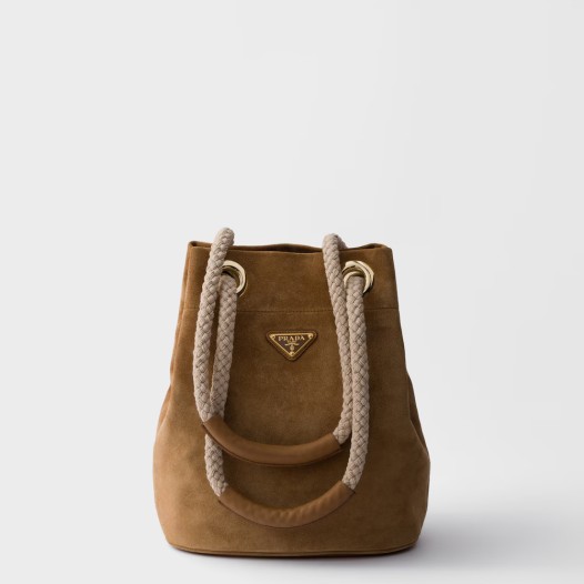 프라다 안소희 차정원 여성 스몰 마리너 스웨이드 버킷백 시나몬 1BE082 - Prada Womens Mariner Bucket Bag