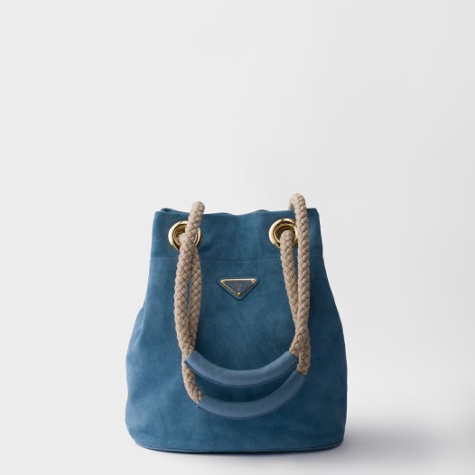 프라다 안소희 차정원 여성 스몰 마리너 스웨이드 버킷백 아스트랄 블루 1BE082 - Prada Womens Mariner Bucket Bag