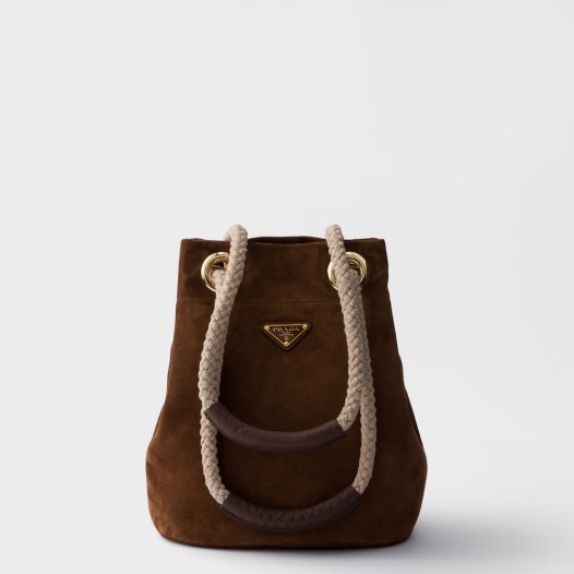 프라다 안소희 차정원 여성 스몰 마리너 스웨이드 버킷백 코코아브라운 1BE082 - Prada Womens Mariner Bucket Bag